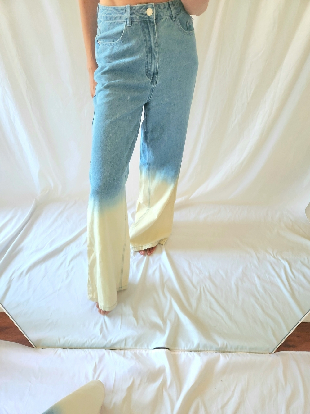 ASOS Blue to Cream Ombre Wide-Leg Jeans